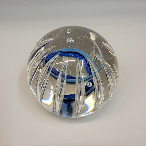 DB-780 PAPERWEIGHT BLUE BUBBLE GLOBE 4x4x4 $125 at Hunter Wolff Gallery